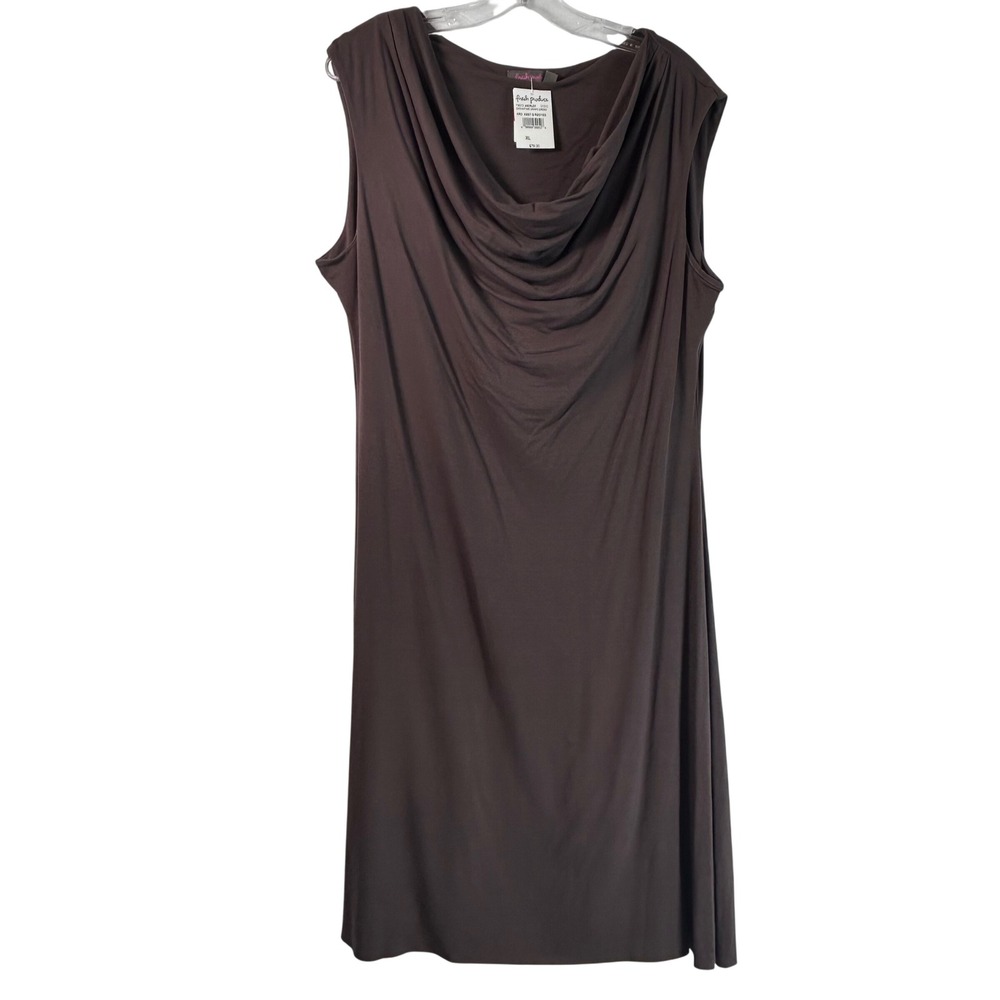 Fresh Produce Dreamtime Drape Dress Brown Cowl Neck Sleeveless Midi XL NEW